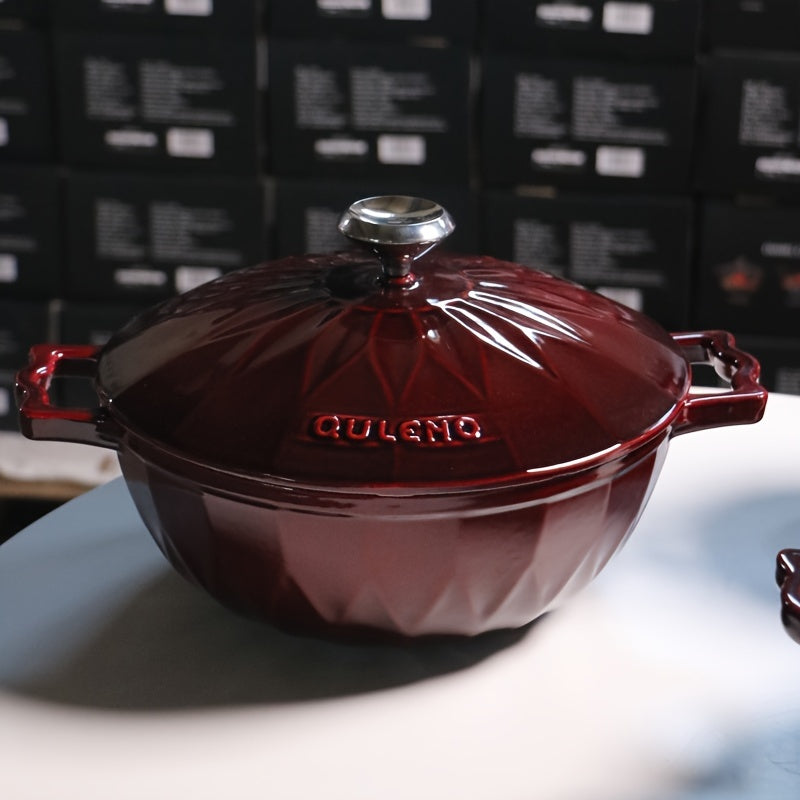 Enamel-Coated Cast Iron Stew Pan with Cover for Rice Soup and Dishes