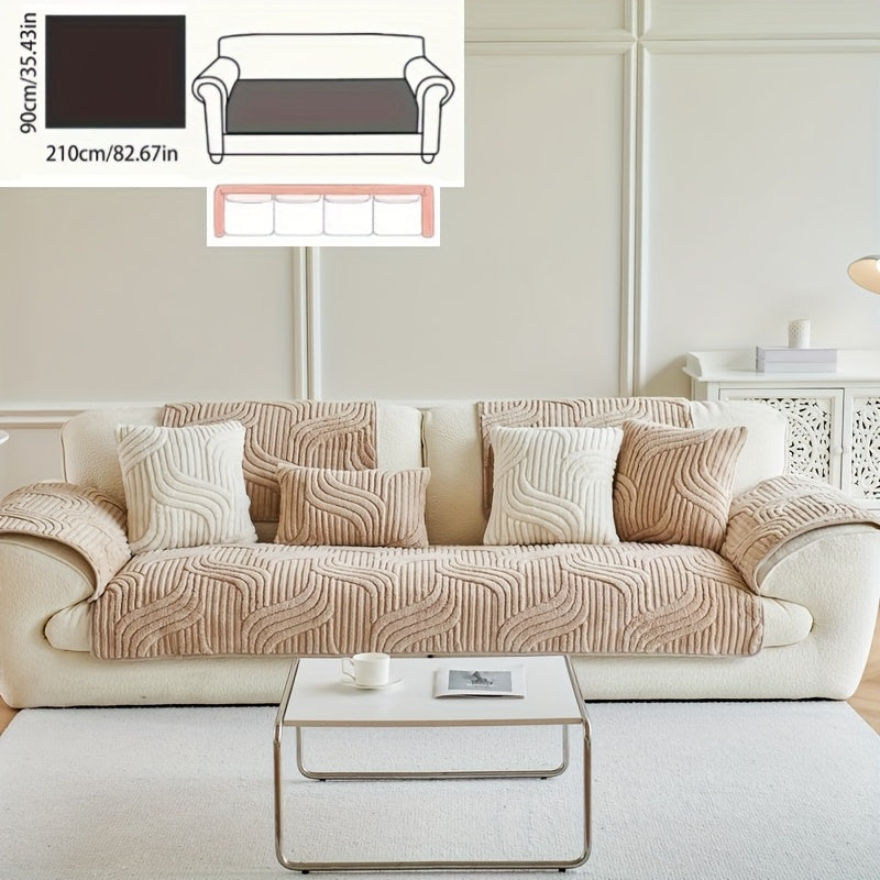 Klassik Stripe Divan qopqog'i, sirpanmaydigan, itga do'st polyester himoya, kreslo, divan, 3-4 o'rinli bo'lakli bo'lak