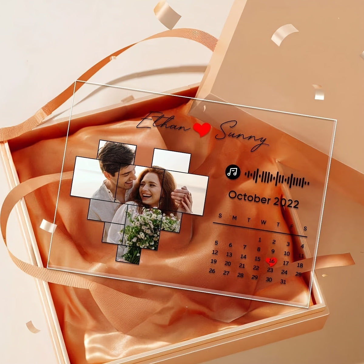 Personalized Heart-Shaped Acrylic Plaque Photo Frame Love Gift for Valentine's Day