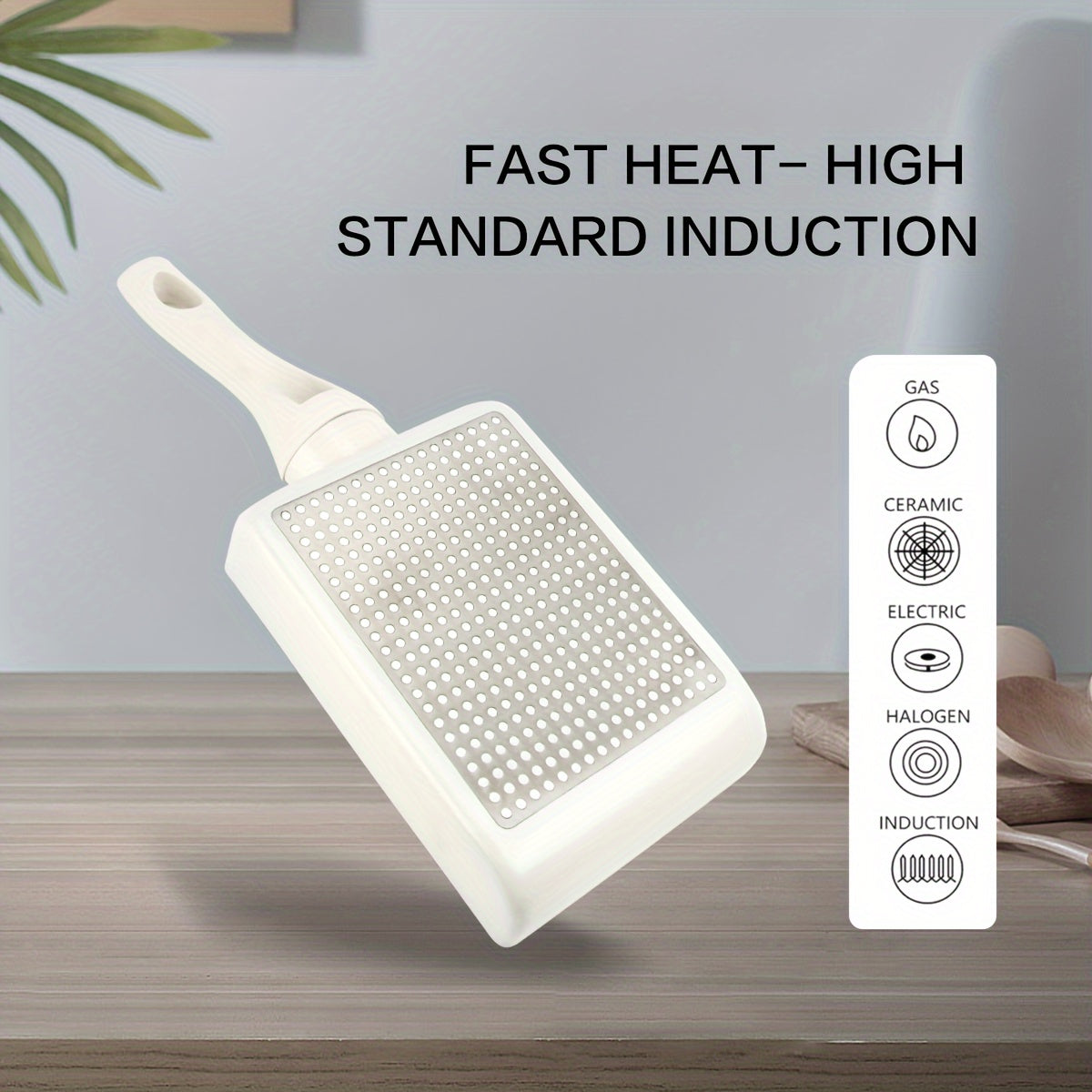 Yaponcha Tamagoyaki Pan - Ushbu yopishqoq granit tosh tuxum qovurish panasi 13.46 sm x 18.29 sm o'lchamda. U PFOA dan xoli, induksiya bilan mos keladi va idish-tovoq tozalash mashinasida yuvish mumkin. Barcha pechlarda foydalanish uchun ideal.