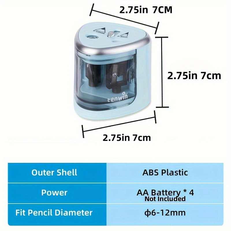 Electric Pencil Sharpener Double-Hole Battery-Operated for Thick and Thin Pencils