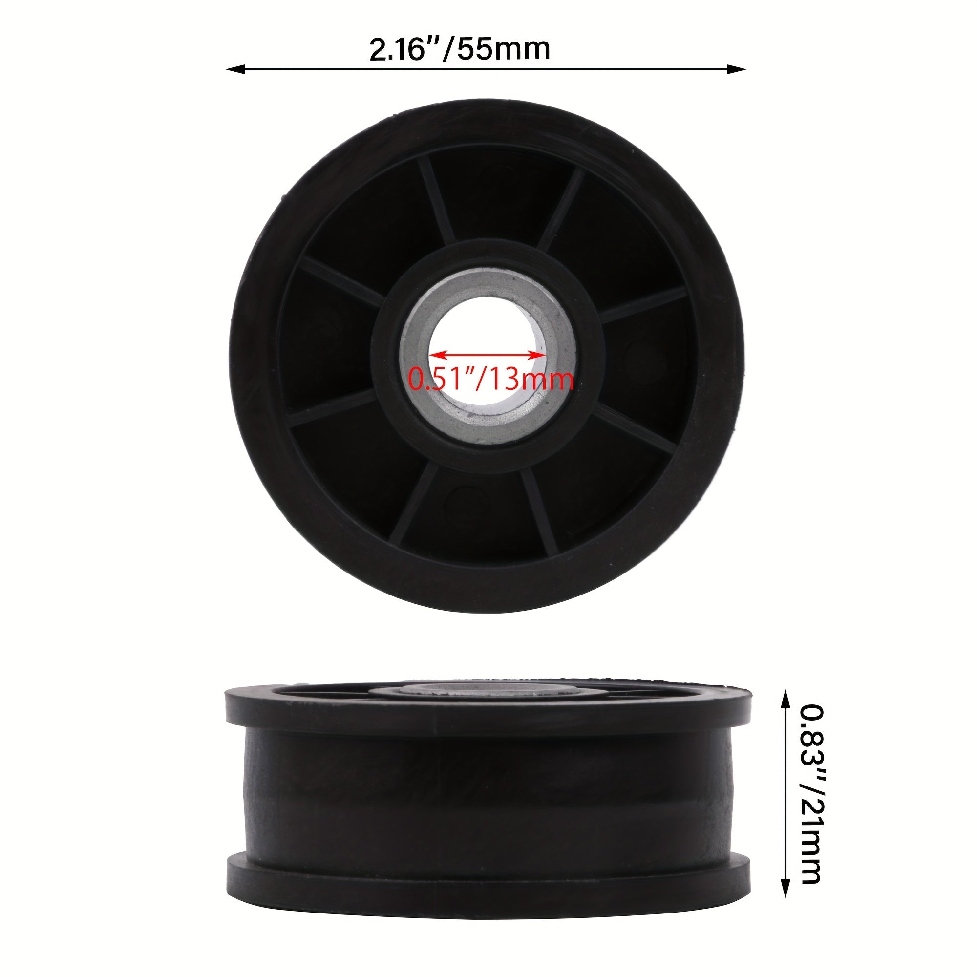 Reemplazo de volante de inercia para secadora de ropa, plástico negro, 5.5x1.3cm