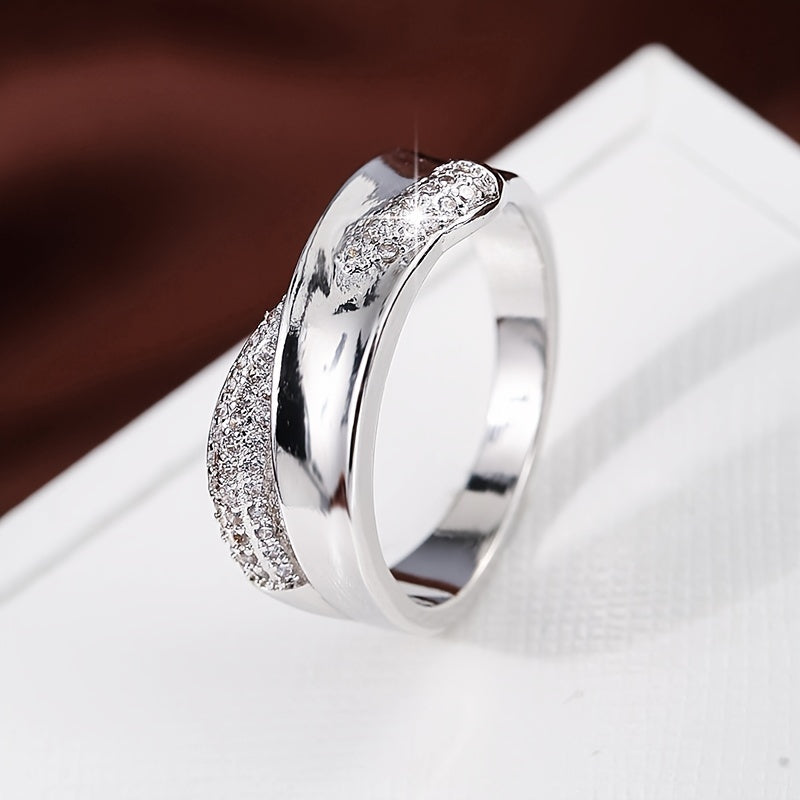 Ayollar va qizlar uchun 18K oltin bilan qoplangan zirkoniyalik rasmli uzuk, zamonaviy zargarlik buyumlari