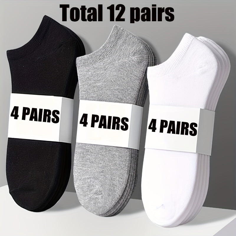 Men's Solid Ankle Socks 5 Pairs Breathable Sweat-Absorbent Outdoor Socks