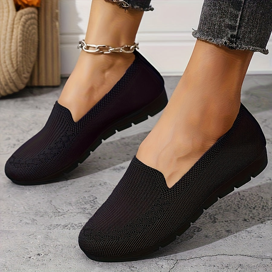 Women Knit Slip-On Loafers Lightweight Breathable Casual Shoes
