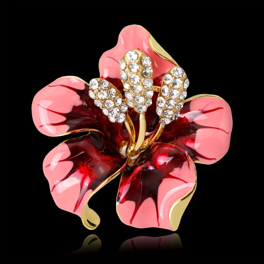 Flower Brooch Pin with Rhinestones for Bridal Wedding Accessories