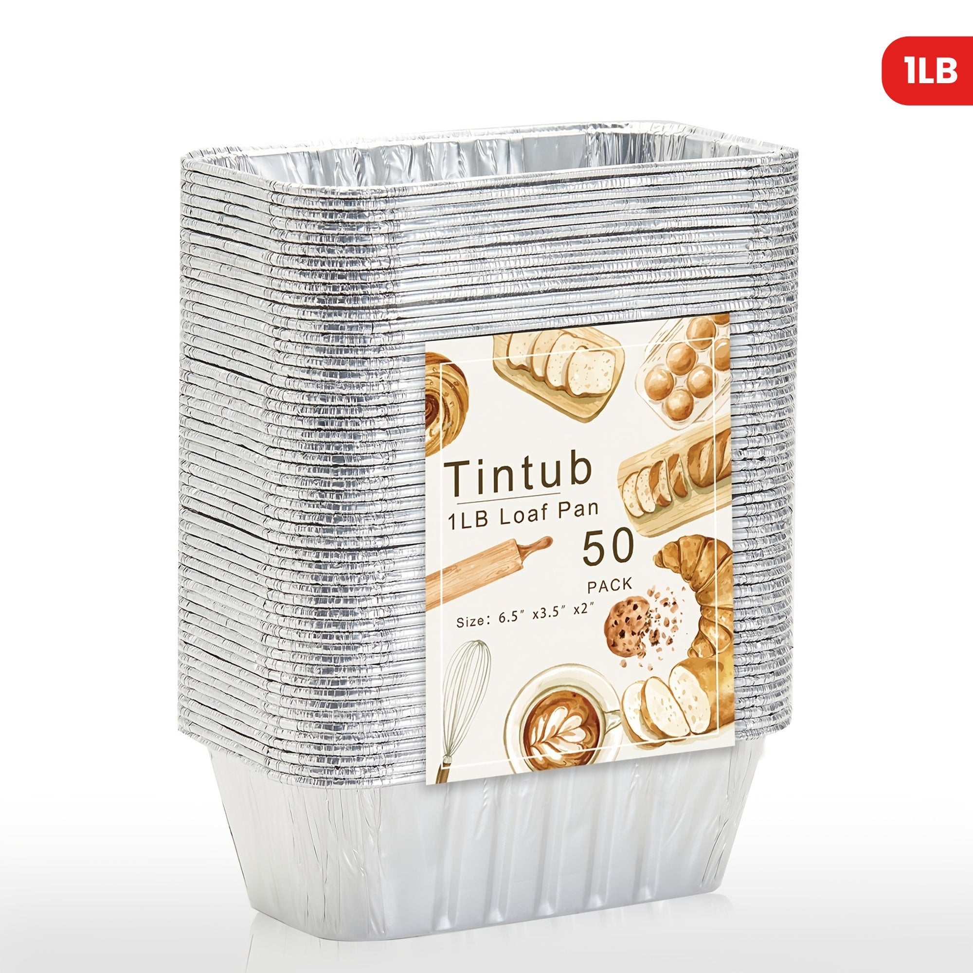 Set of 50 Disposable Aluminum Mini Loaf Pans for Baking Bread 15.24cm x 8.89cm