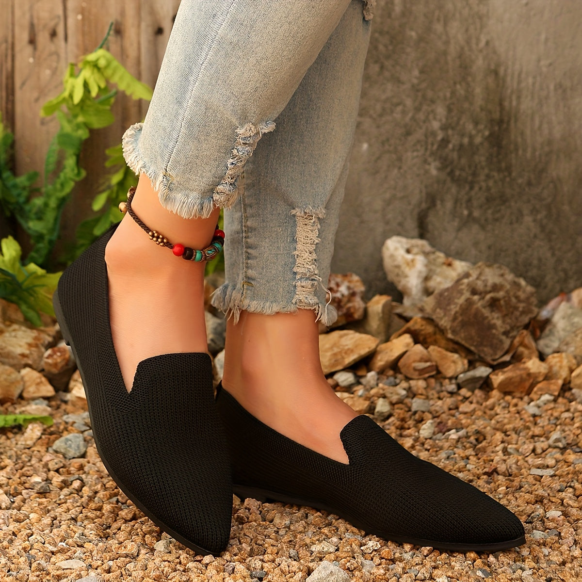 Women's Lightweight Pointed Toe Flats Slip-On Casual Shoes All-Season