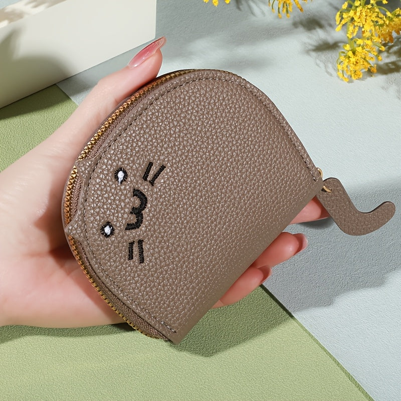 Cat-Shaped Casual Wallet for Women Synthetic Material Card Slots Zipper Closure