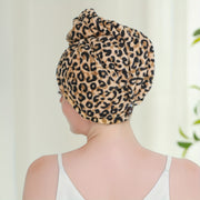Gorro secador de pelo con estampado de leopardo para mujeres, absorbente y de secado rápido para uso en baño