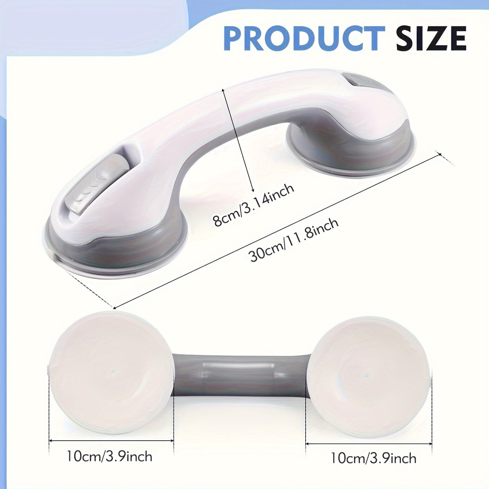 Set of Two Plastic Suction Grab Bars for Elderly Bathroom Safety No-Drill Anti-Slip Handrails