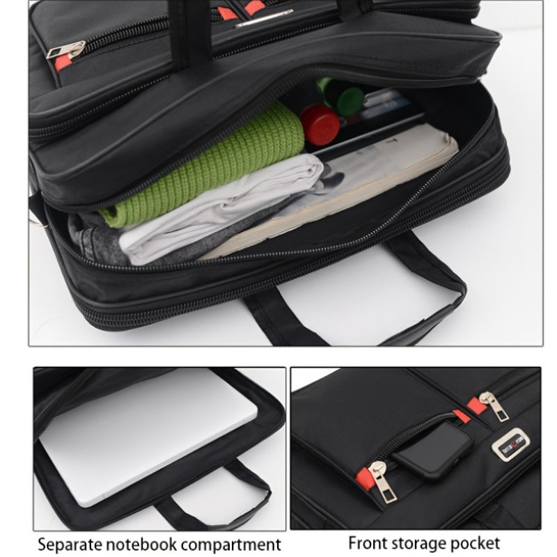 Erkaklar uchun ko'p funksiyali biznes sumkasi, tasodifiy sumka va kesma variantlari bilan, katta sig'im, polyester astar bilan mustahkam mato material, biznes va tasodifiy foydalanish uchun bir nechta cho'ntaklar.