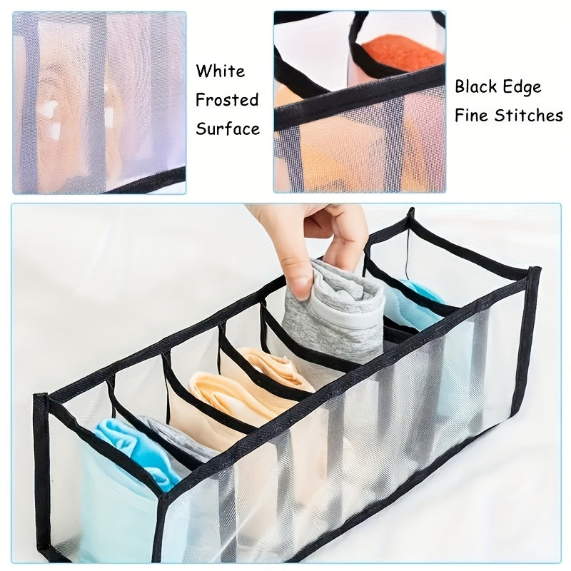Foldable Mesh Drawer Organizers Set of 5 for Underwear Socks Ties Space-Saving Closet Storage