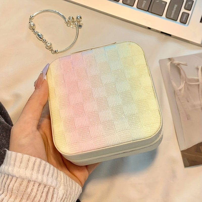 Шкатулка для хранения украшений для серег, ожерелий, колец, маленький дорожный органайзер