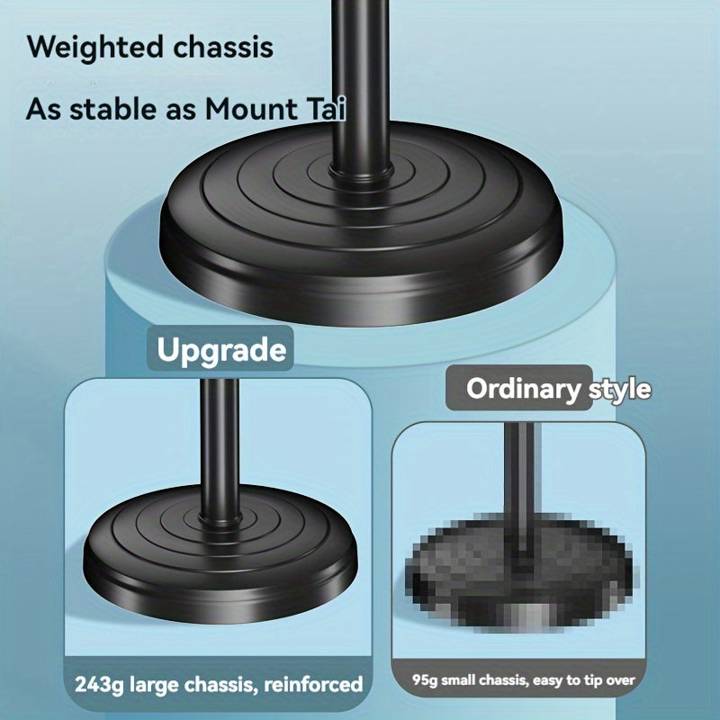 Adjustable Phone Stand Holder with Weighted Chassis Waterproof Plastic for Hands-Free Use
