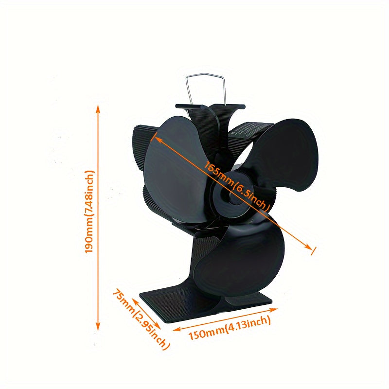 Butterfly-Inspired Thermal Fireplace Fan Auto Start 3-Blade Quiet Aluminum Alloy