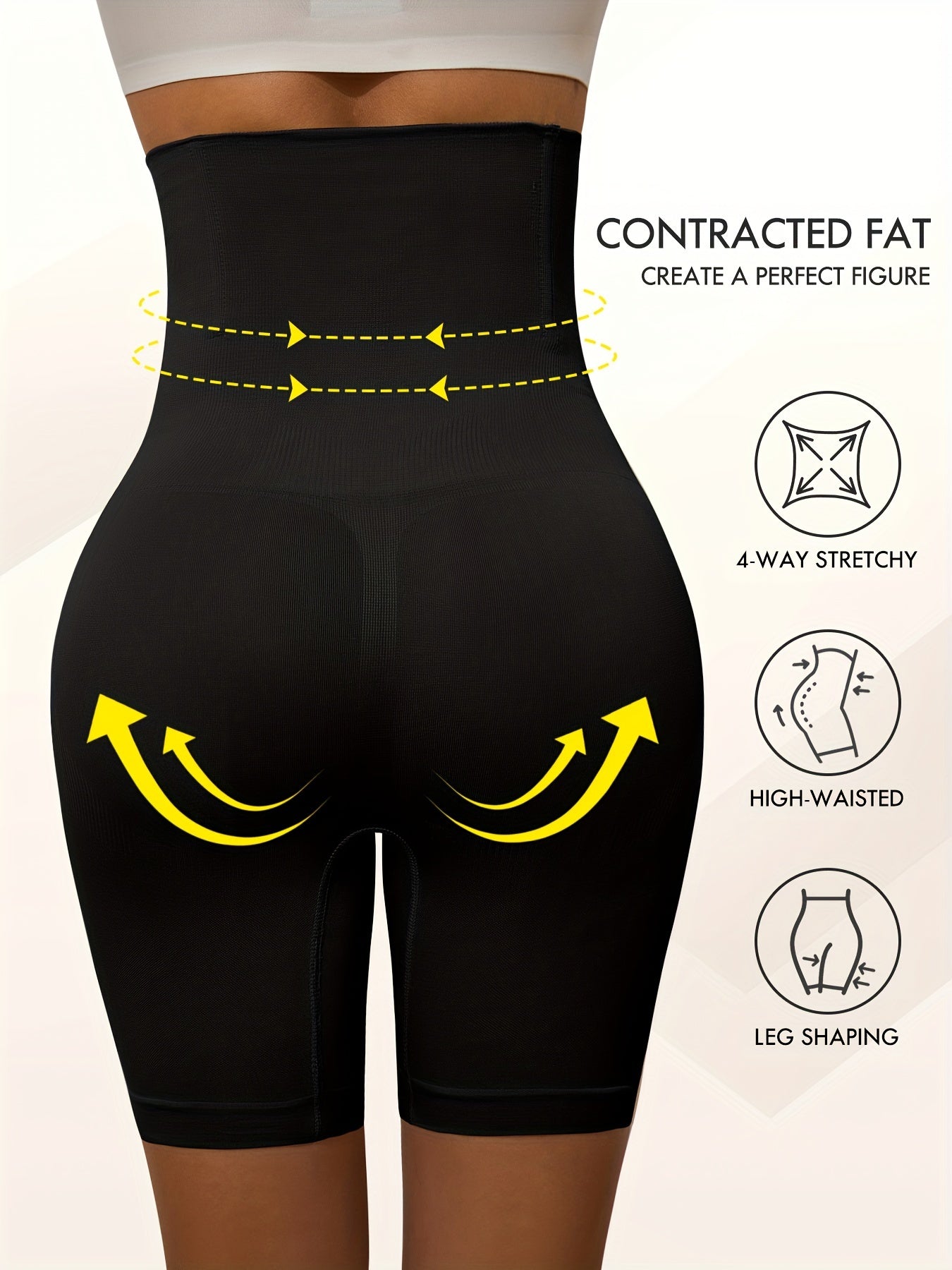 Women's High-Waisted Shaping Panties Tummy Control Leg Shaping Solid Color