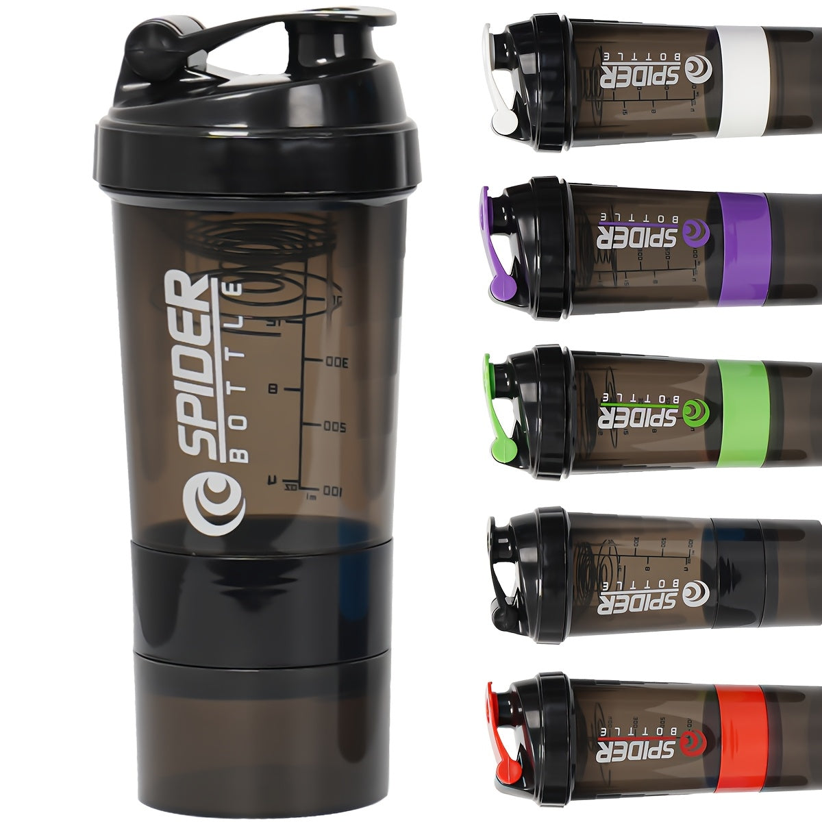 500ml Protein Shaker Bottle with Layered Storage Leak-Proof Mixing Ball for Gym and Outdoor Activities