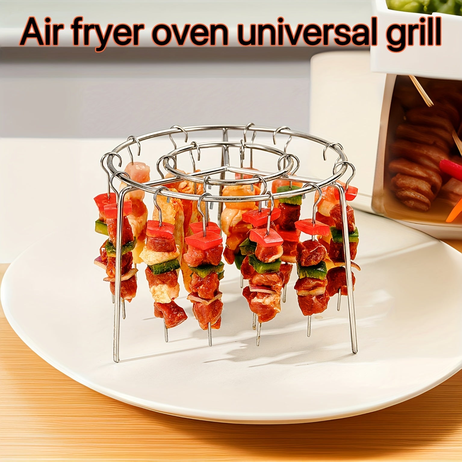 Grill shishliklari uchun zanglamaydigan po'latdan yasalgan havo fritüri rack, pech, mikroto'lqinli pech va havo fritüri uchun mos.