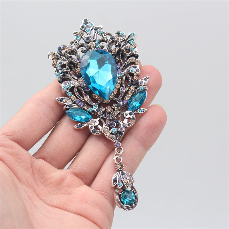 Enamel Irregular Flower Shaped Rhinestone Brooch for Women Stylish Pin Jewelry Gift
