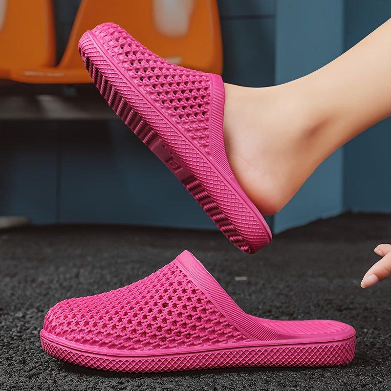 Women's Hollow Out Flat Clogs Solid Color Closed Toe Summer Shoes