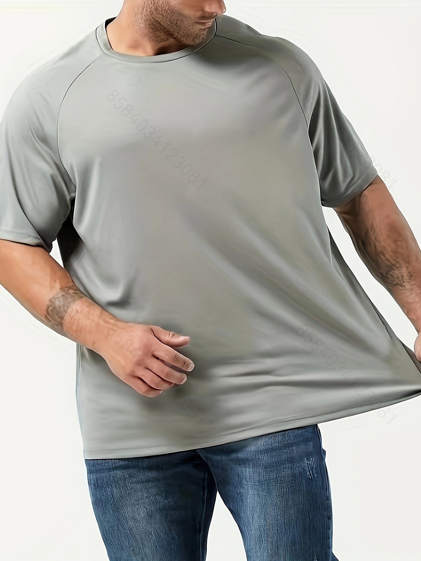 Men's 3-Pack Crew Neck T-Shirts Breathable Polyester Loose Fit for Running Workout Summer Gym Plus Size