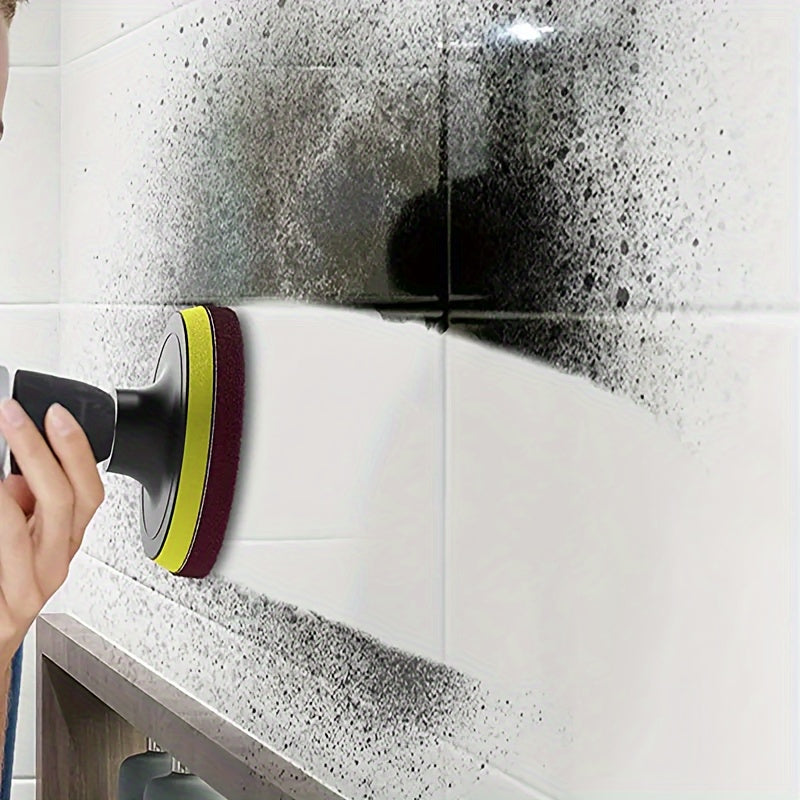 Set of 8 Cleaning Sponges with Electric Tile Scrubber for Bathroom Floors and Bathtubs