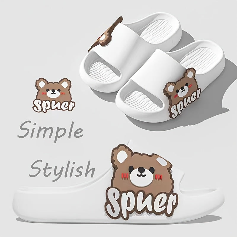 Kids Cartoon Bear Slippers Lightweight Non-Slip EVA Casual Home Shoes for Boys and Girls