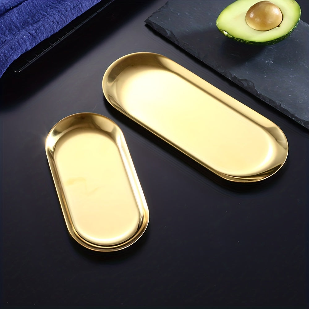 Stainless Steel Oval Serving Tray for Dinner Table