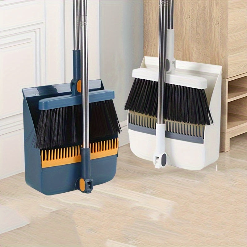 Two-Piece Magnetic Cleaning Broom Set Foldable Soft-Bristle Broom and Squeegee