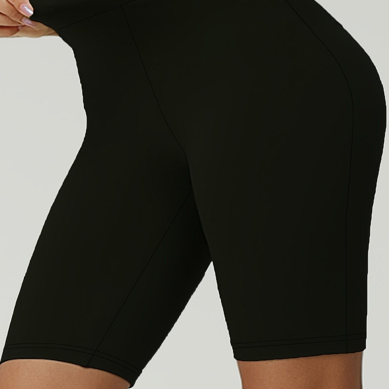 Women’s Plus Size High-Waist Sports Shorts Polyester Black Seamless Fitness