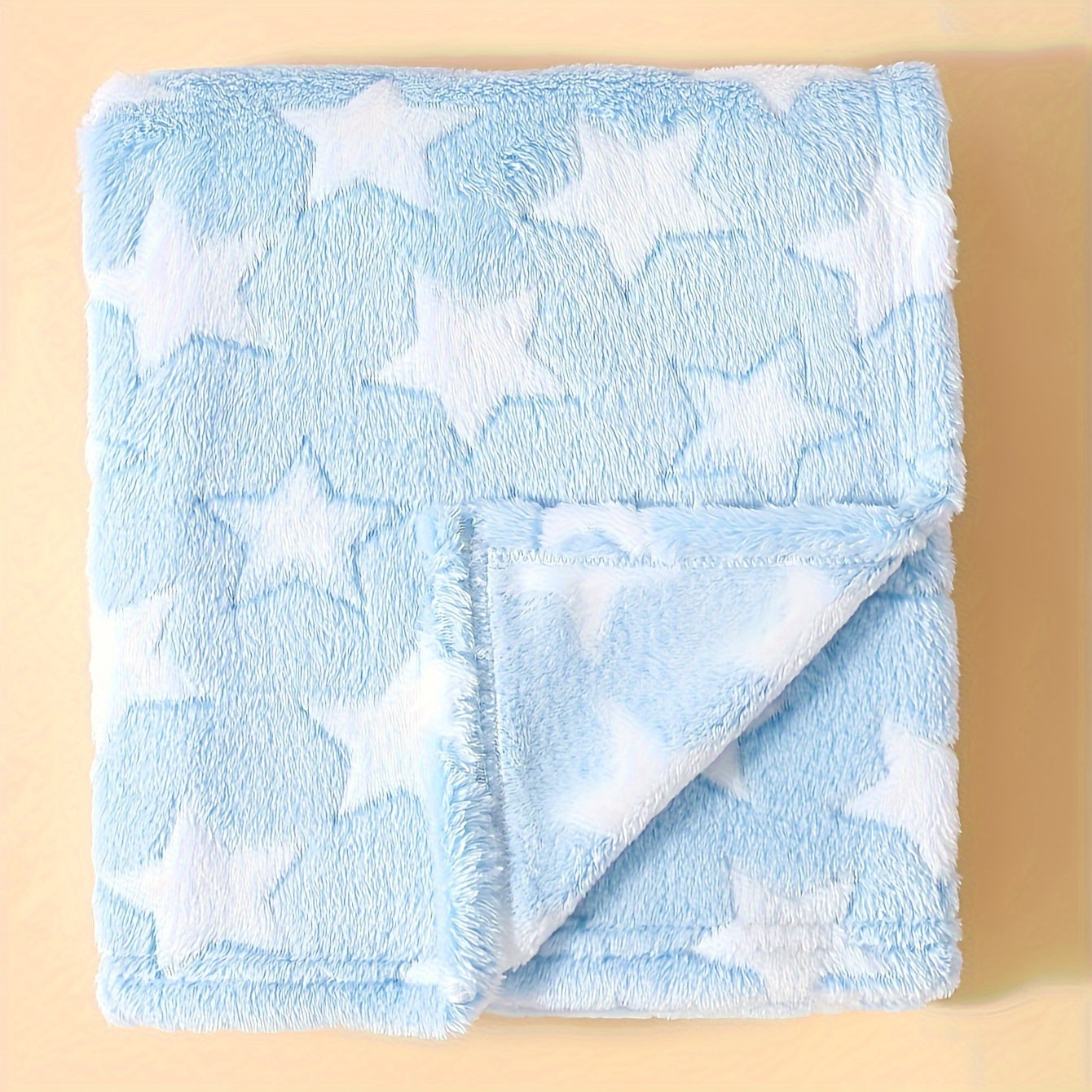 Blue White Star Fleece Blanket Cozy Holiday Gift for Christmas Halloween Thanksgiving