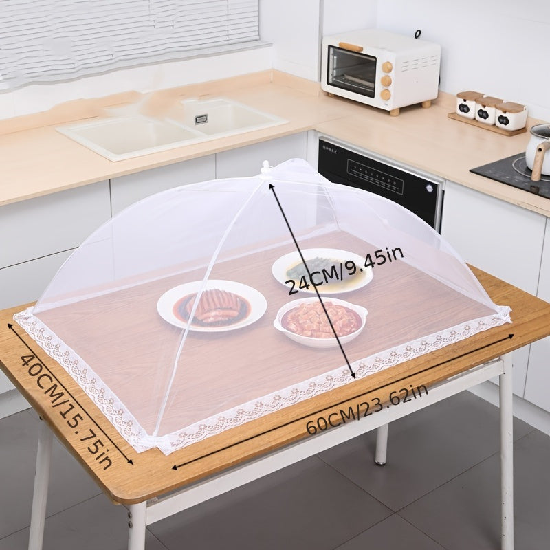 Cubierta de malla reutilizable para alimentos para exteriores, barrera contra insectos plegable, de plástico duradero y metal