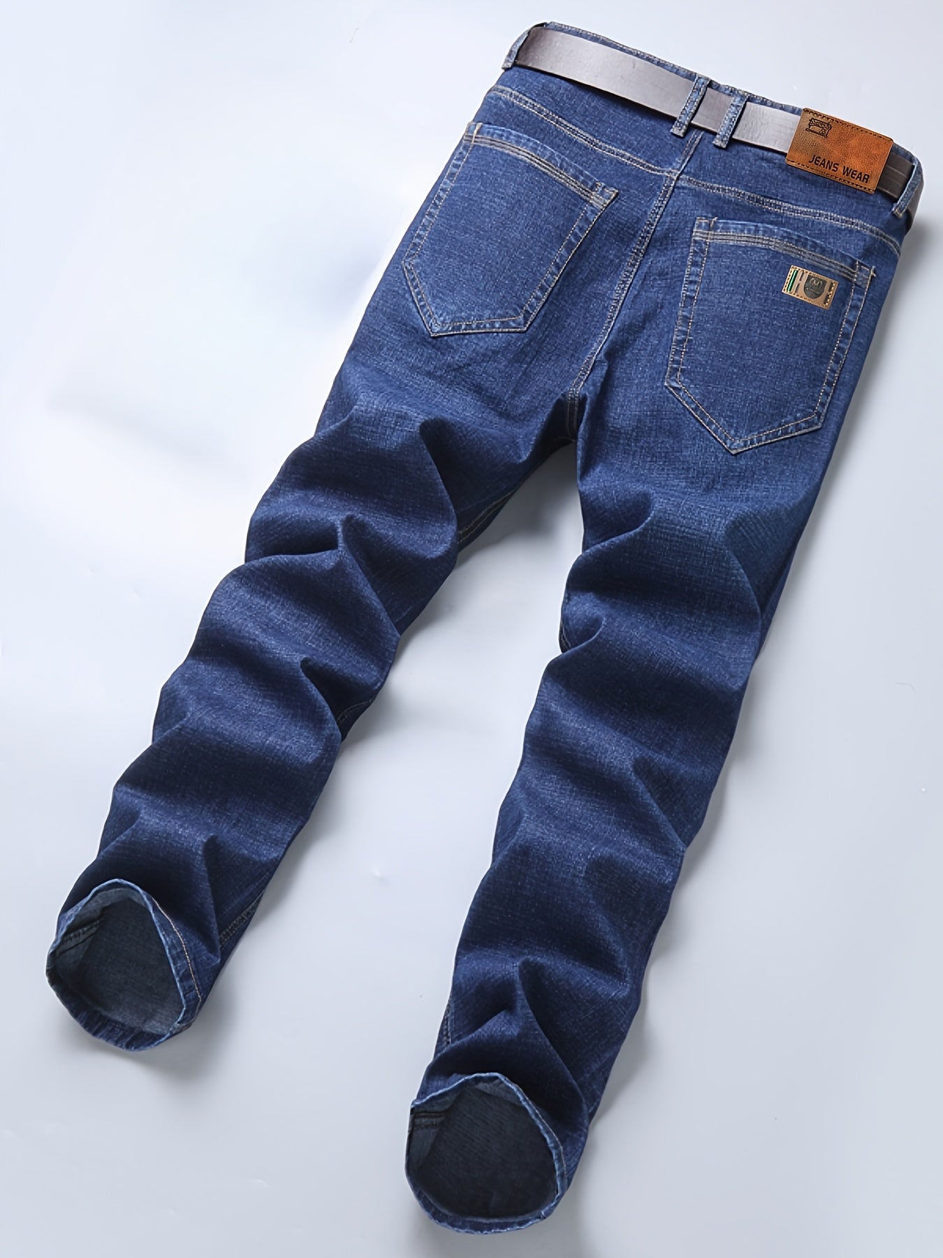 Men's Plus Size Light Blue Stretch Denim Business Casual Jeans for Men