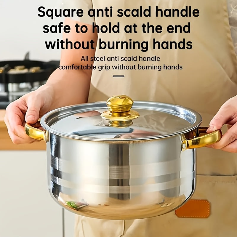 Stainless Steel Cookware Set 10 Pieces with 5 Pots and Lids for Soup Hot Pot Noodles