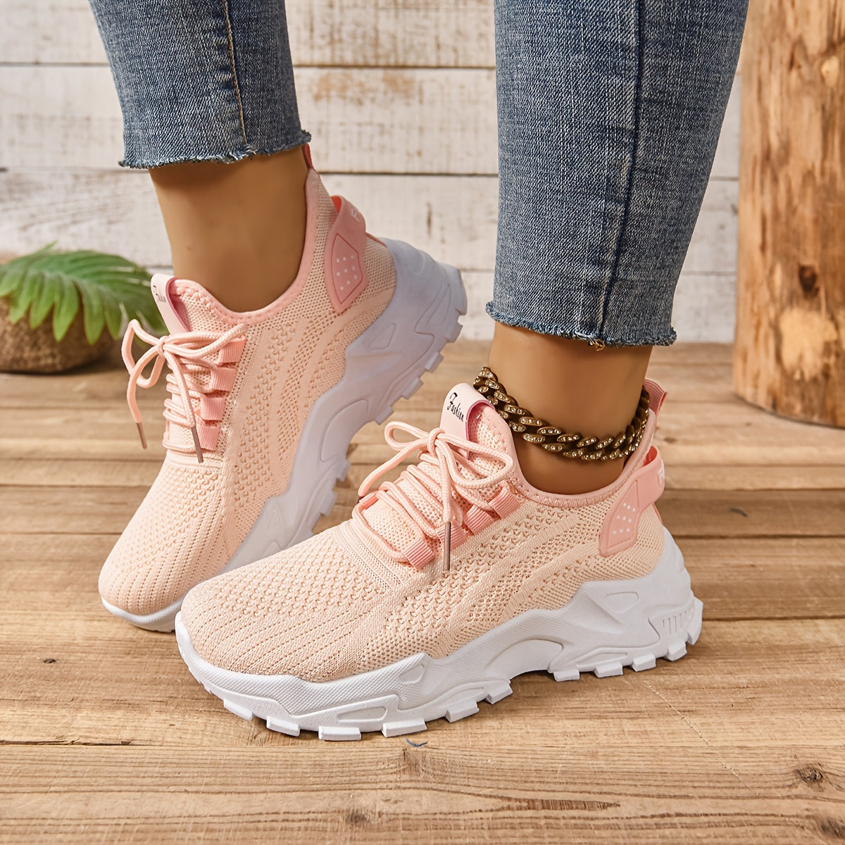 Women's Breathable Knit Slip-On Sneakers Casual Low-Top Walking Shoes White