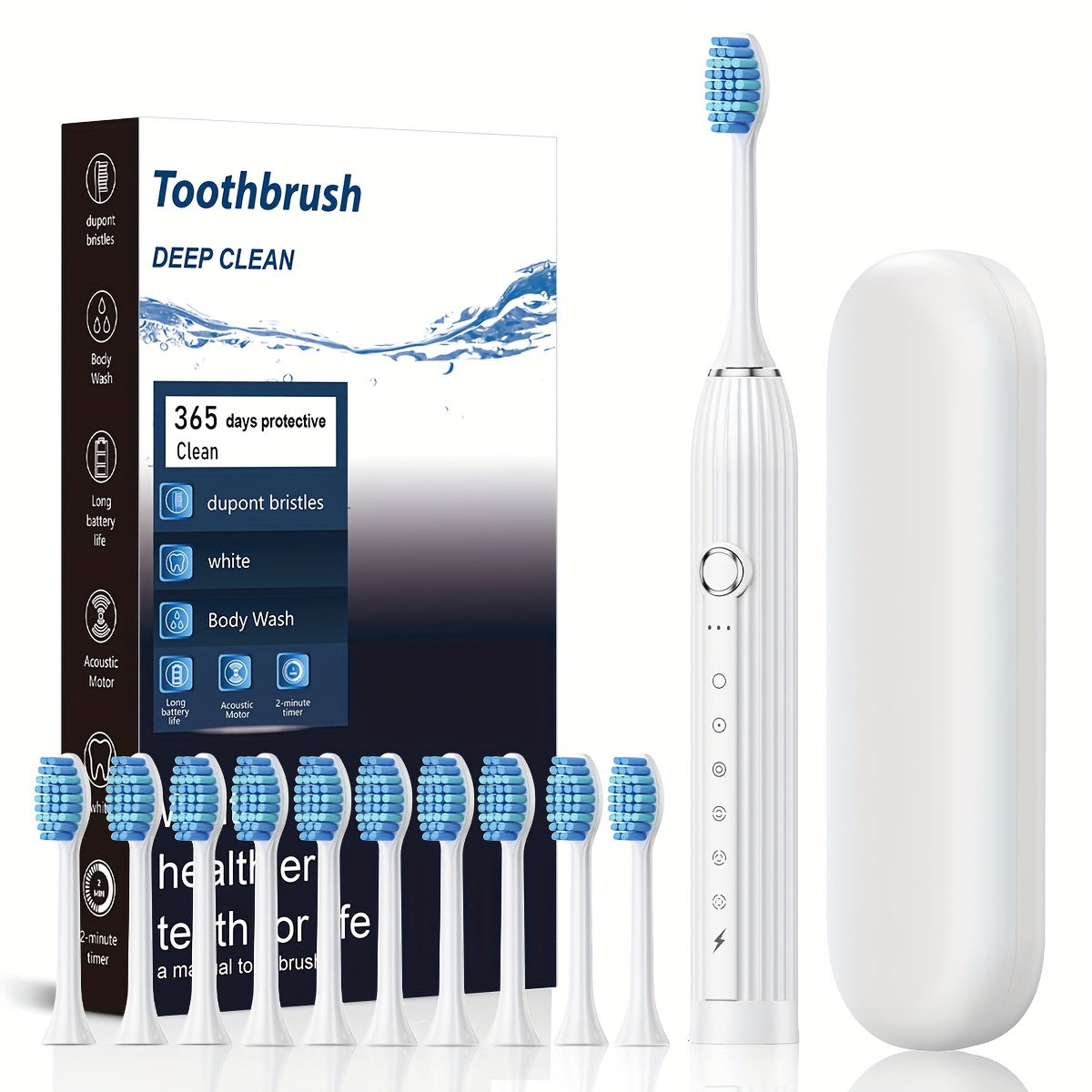 Electric Toothbrush and Water Flosser Set for Adults Rechargeable USB Charging Soft Bristles Deep Clean