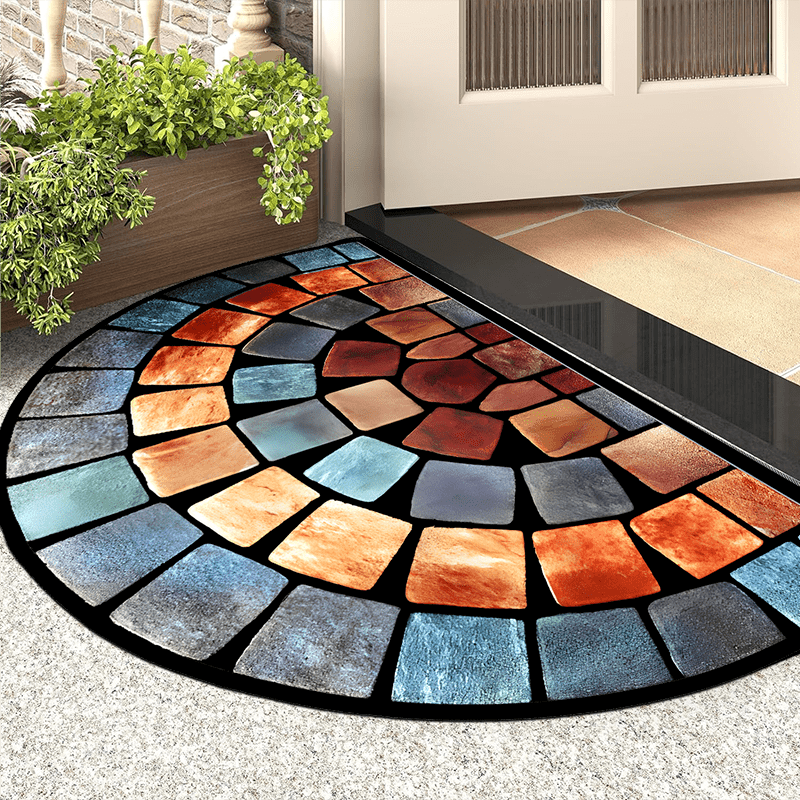 Crystal Velvet Door Mat Semi-Circular Rug for Home Decor Porch Living Room