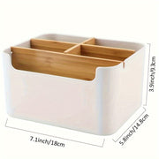 Bamboo Desk Organizer with 5 Compartments for Office Bathroom Living Room Storage