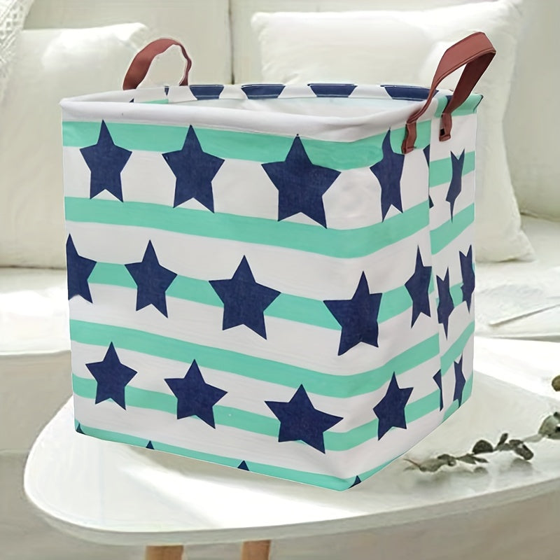 Foldable Canvas Laundry Basket with Waterproof Coating for Clothes and Toys, Large Storage
