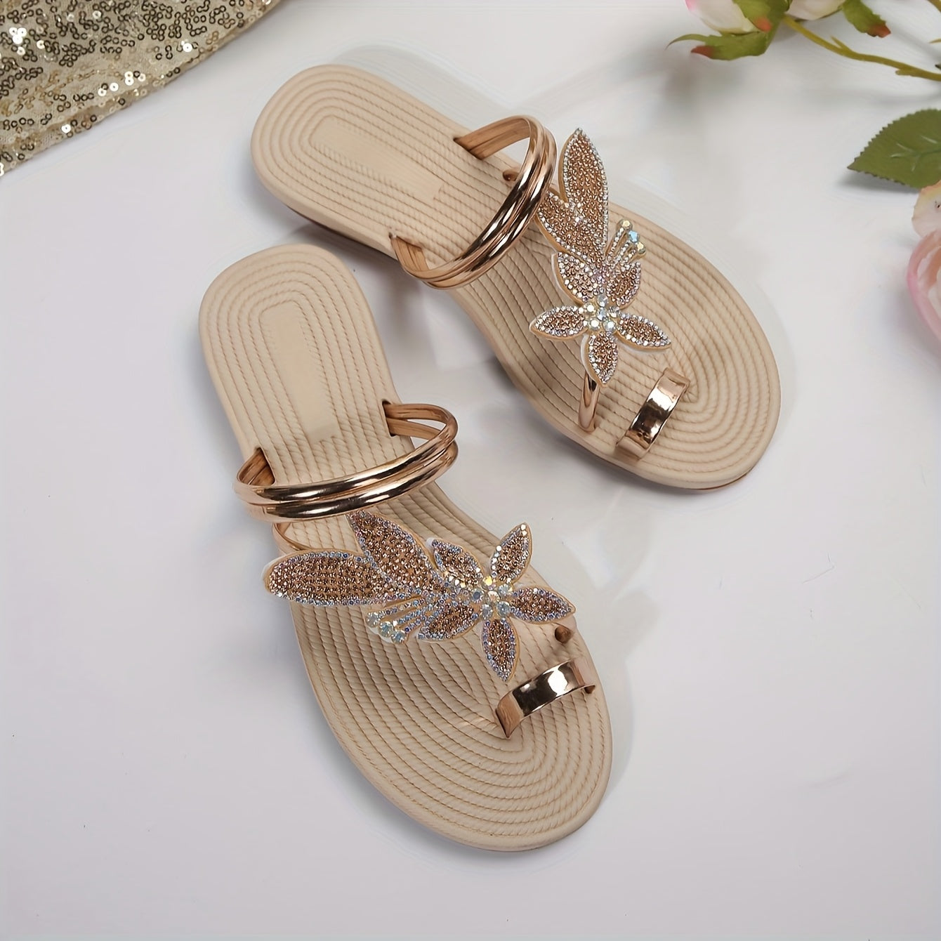Women’s Flat Sandals Slip-On Beach Comfortable Lightweight Casual Round Toe
