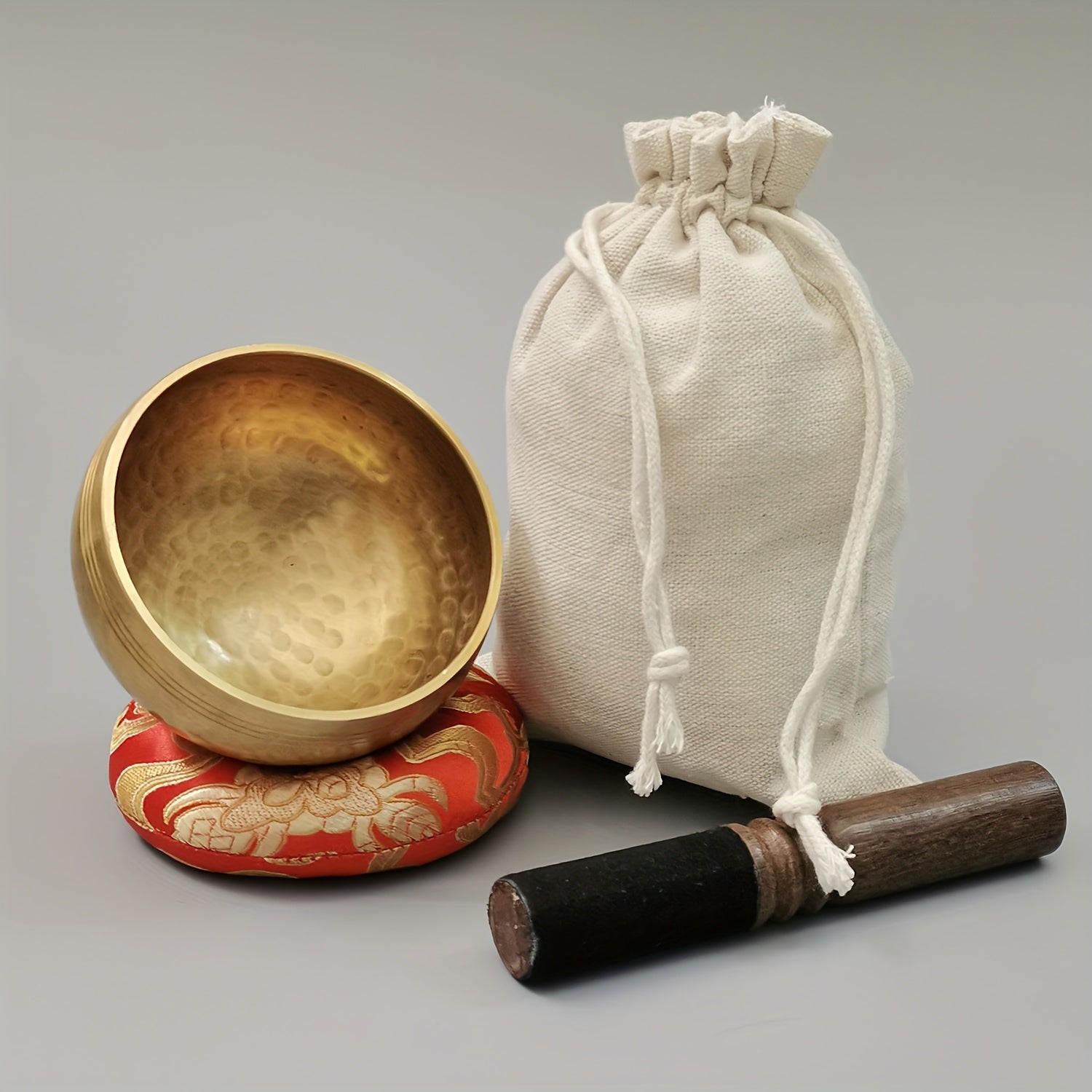 3.15 dyuymli ovozli chashka meditatsiya yoga uchun aksessuarlar bilan qora, sariq, oltin