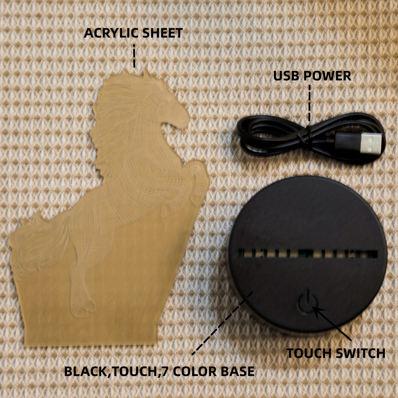 3D Jumping Horse Night Light for Desk or Bedroom Decor