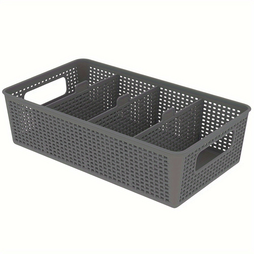Multi-Purpose Woven Storage Box Set of 5 with Divider for Bathroom and Kitchen