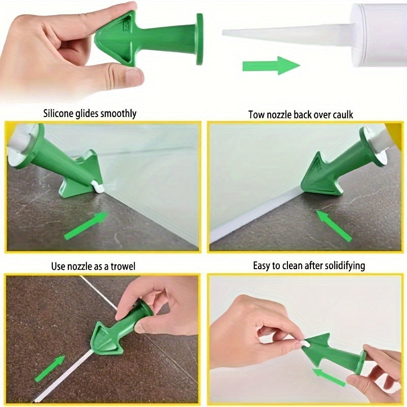 3pcs Green Plastic Grout Sealant Nozzles for Tile Joints and Floor Cleaning