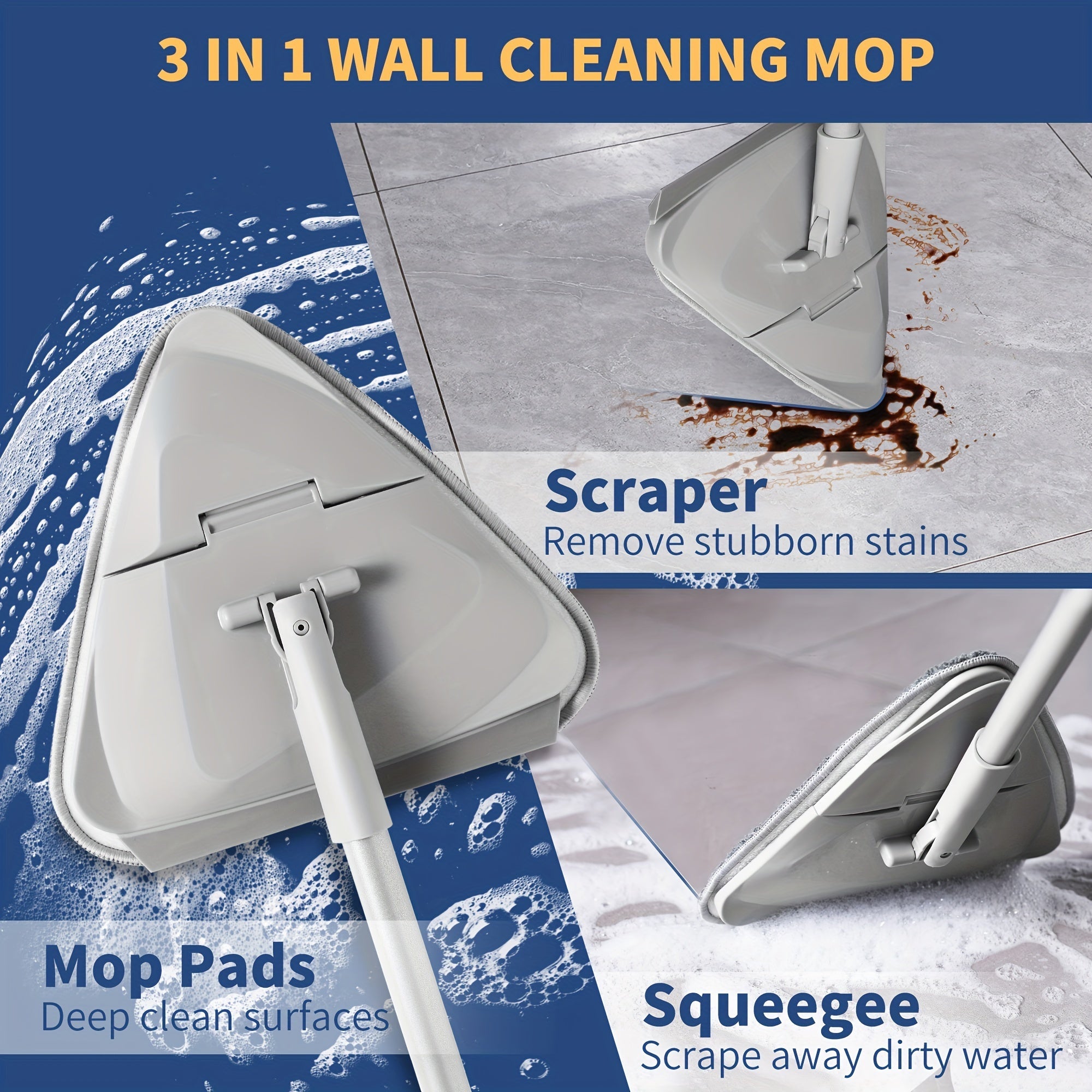 80-Inch Extendable Metal Mop with 6 Microfiber Pads for Wet and Dry Cleaning