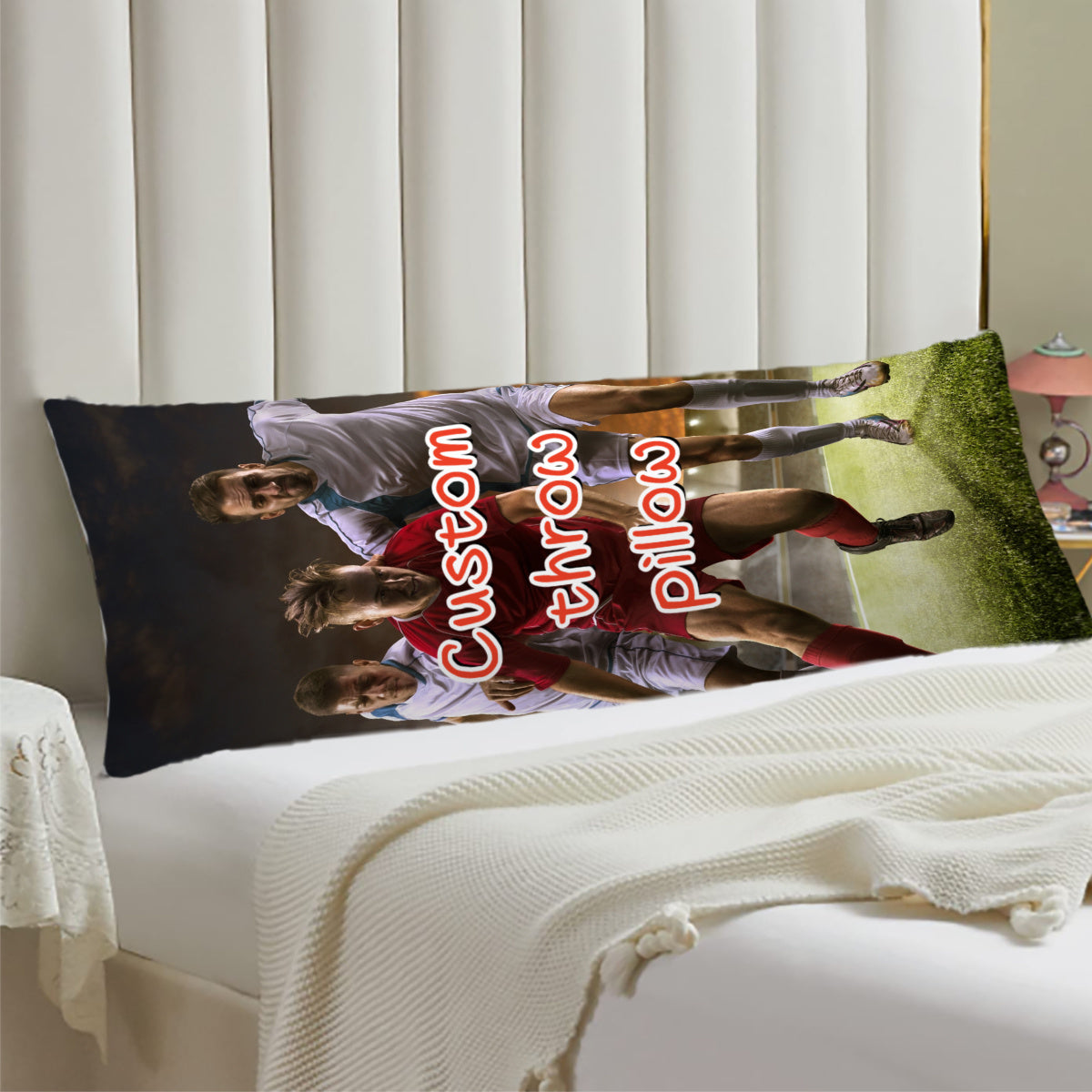 Personalized Long Body Pillow 50.8x137.2 cm with Custom Plush Throw Cover Double-Sided Printing for Anime Family Photos