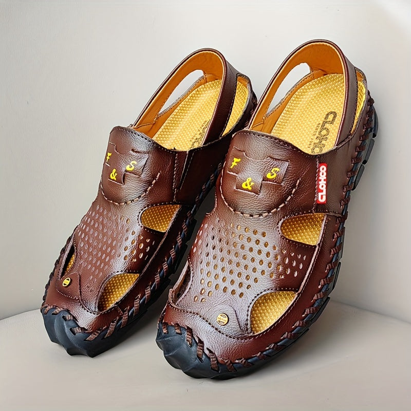 Ikki qatlamli sigir terisi va kauchuk pastki qismiga ega qo'l mehnati bilan tayyorlangan erkaklar poyafzallari, tikilgan, yopishtirilmagan, nafas oladigan va zamonaviy dizayn.