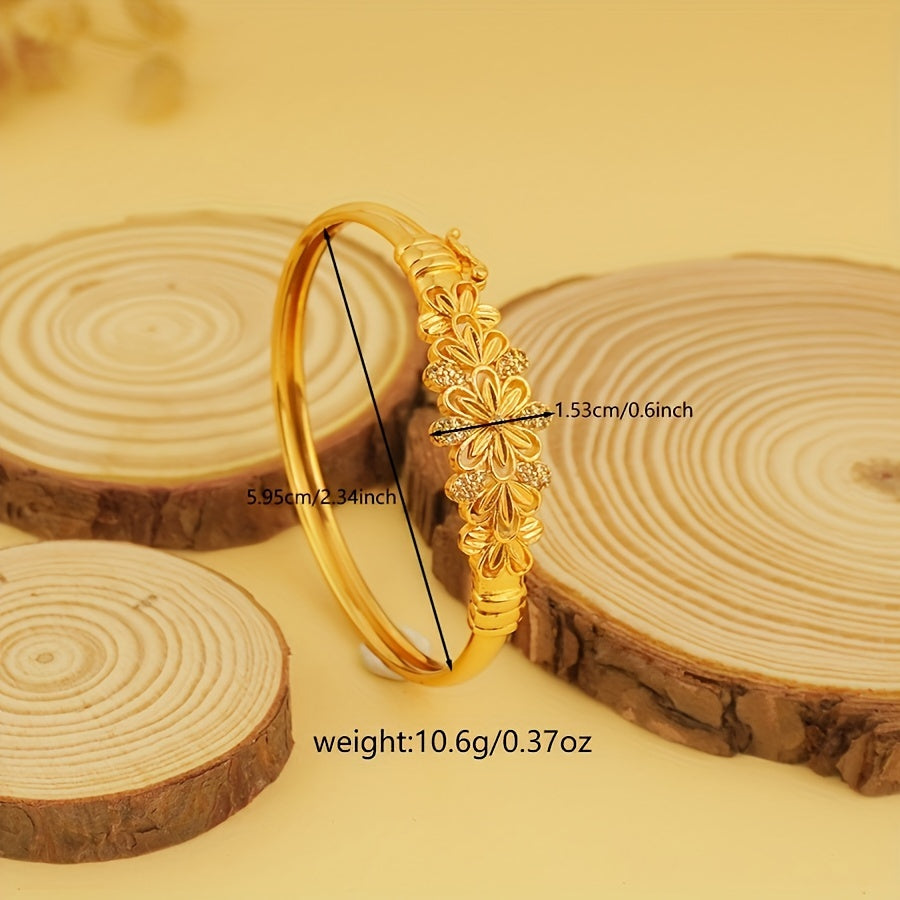 Hollow Waterproof Bangle with Cubic Zirconia Lock for Weddings and Gifts