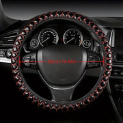 Embroidered Faux Leather Steering Wheel Cover Universal Fit Anti-Slip Durable Car Accessory